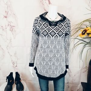 Vintage Artesania Alpaca Blend Hooded Sweater Hand Knit Peruvian Fair Isle S